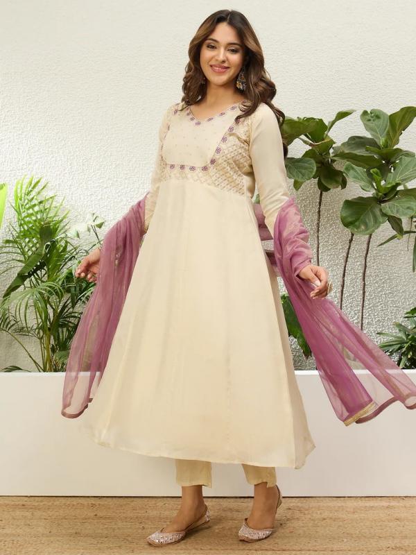VV 9864 C Women Anarkali Kurta with Pant & Dupatta Suits, Festive Ethnic Set